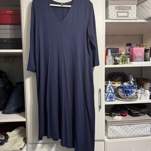 Eileen Fisher, Size L,  blue dress with a slanted hem